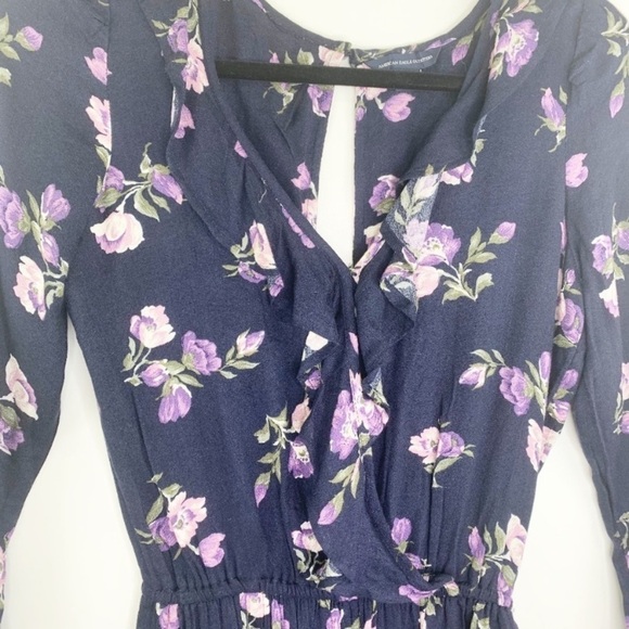 American Eagle Outfitters Navy Floral Romper boho Y2K - Picture 5 of 8
